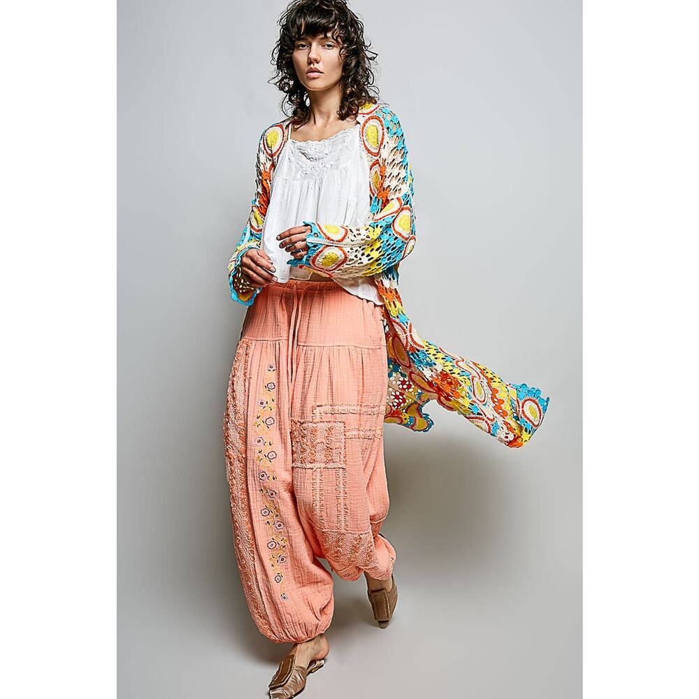 "Maisey" Crochet Open-Knit Cardigan Kimono Orange - Picture 5 of 10